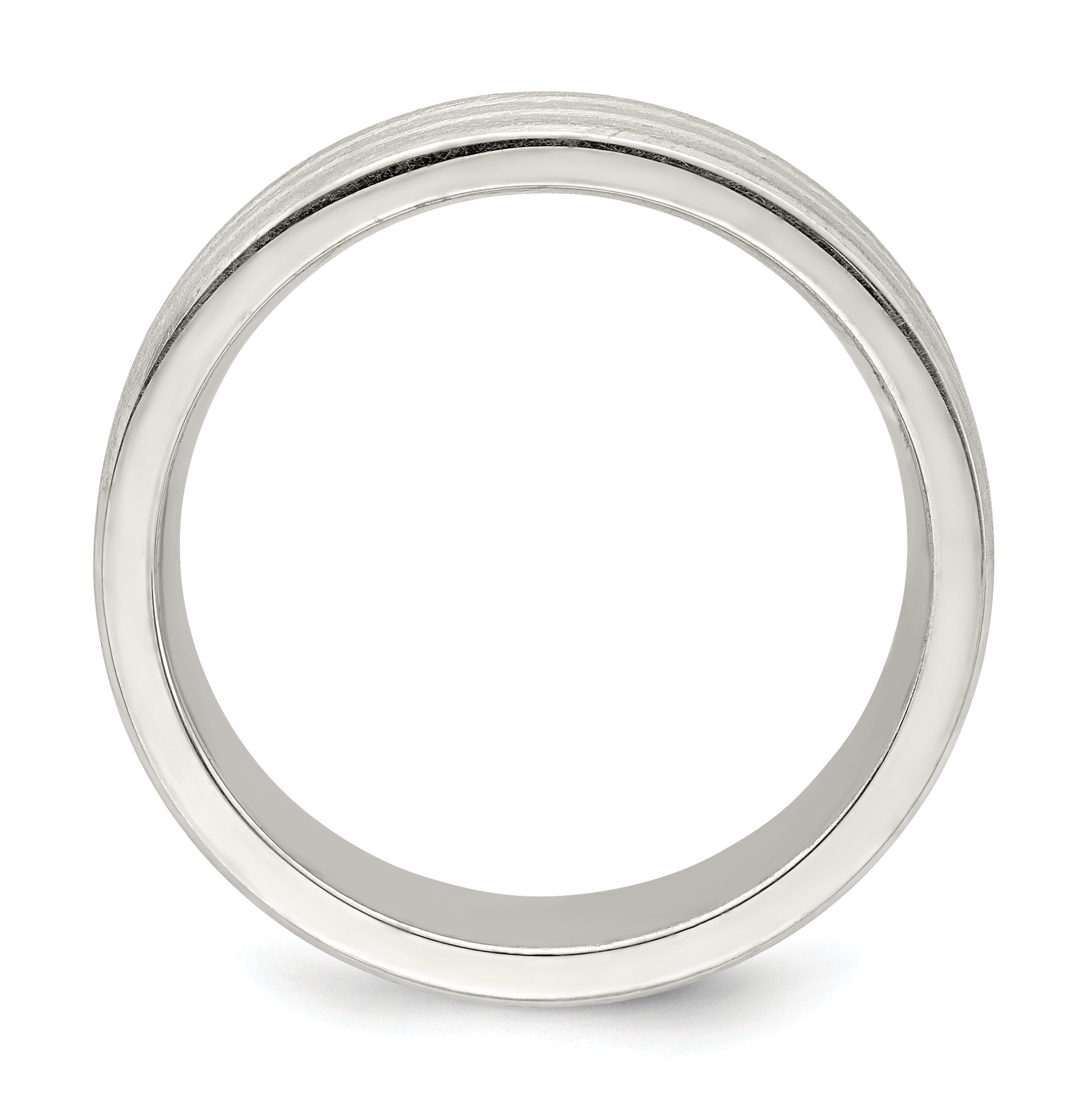 Sterling Silver 6mm Brushed Flat Grooved Fancy Band