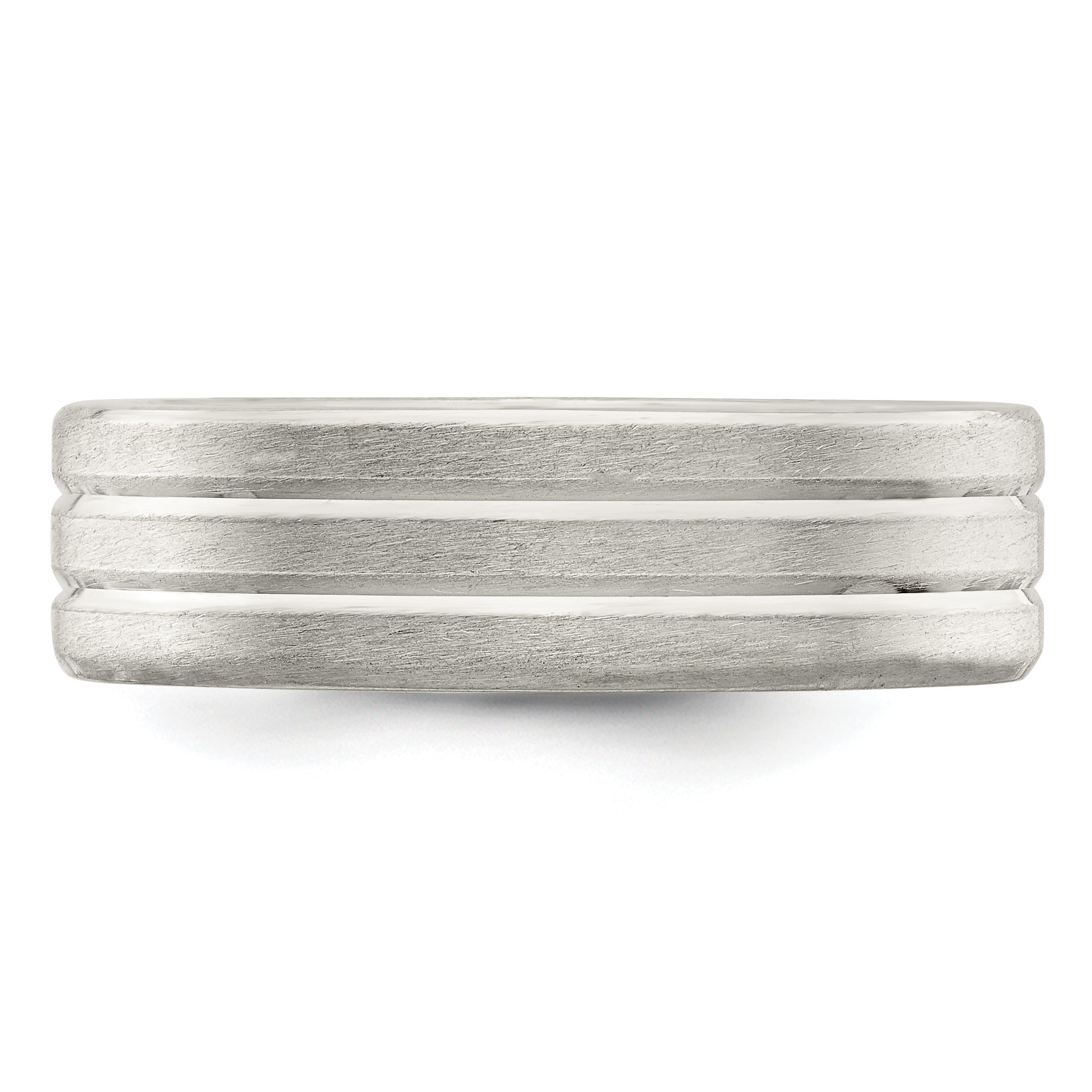 Sterling Silver 6mm Brushed Flat Grooved Fancy Band