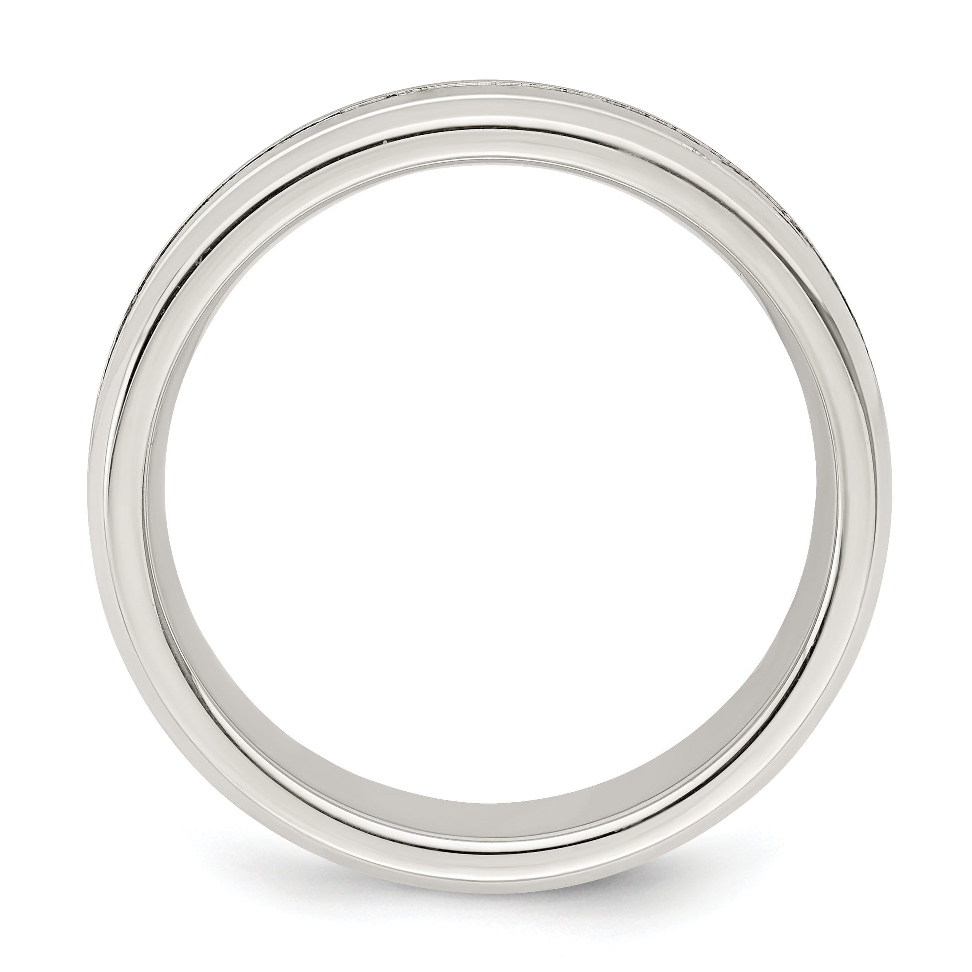 Sterling Silver 6mm Polished Flat Grooved Beveled Edge Fancy Band
