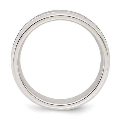 Sterling Silver 6mm Polished Flat Grooved Beveled Edge Fancy Band