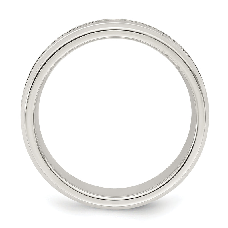 Sterling Silver 6mm Polished Flat Grooved Beveled Edge Fancy Band
