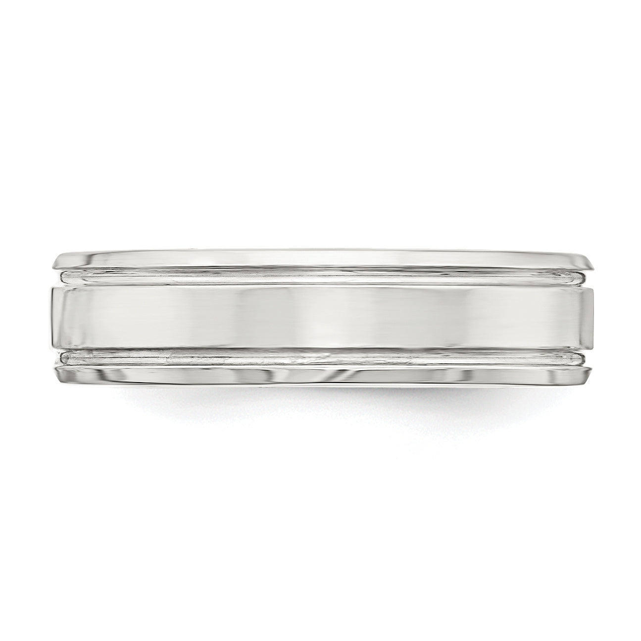 Sterling Silver 6mm Polished Flat Grooved Beveled Edge Fancy Band