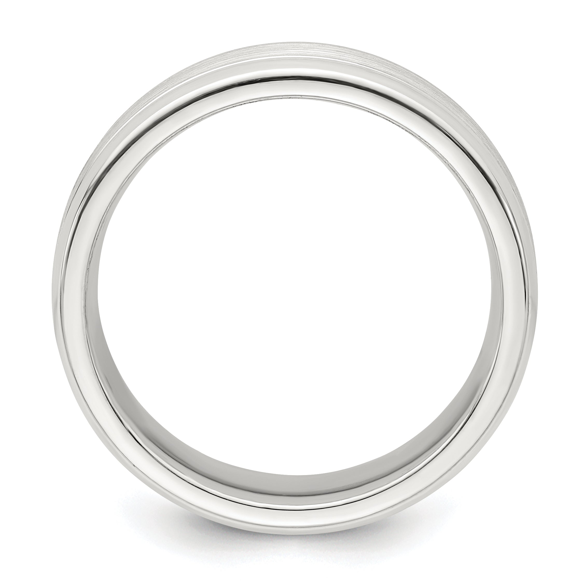 Sterling Silver 6mm Brushed Flat Grooved Beveled Edge Fancy Band