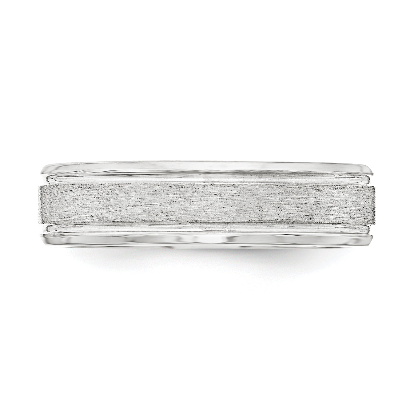 Sterling Silver 6mm Brushed Flat Grooved Beveled Edge Fancy Band