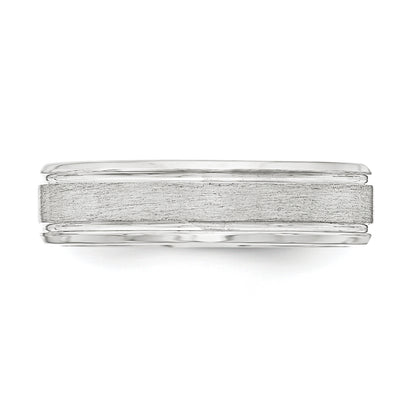 Sterling Silver 6mm Brushed Flat Grooved Beveled Edge Fancy Band