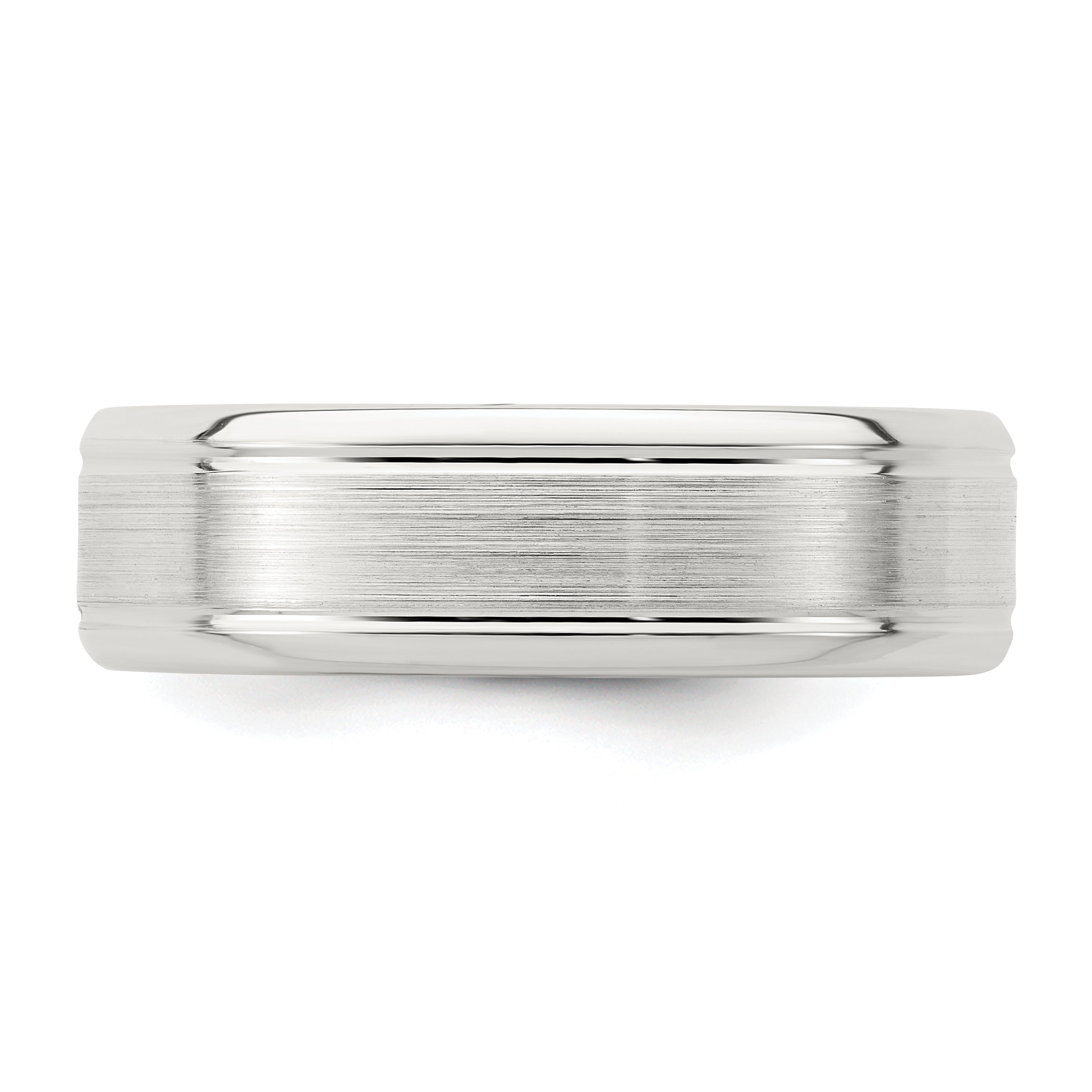 Sterling Silver 6mm Brushed Flat Grooved Beveled Edge Fancy Band
