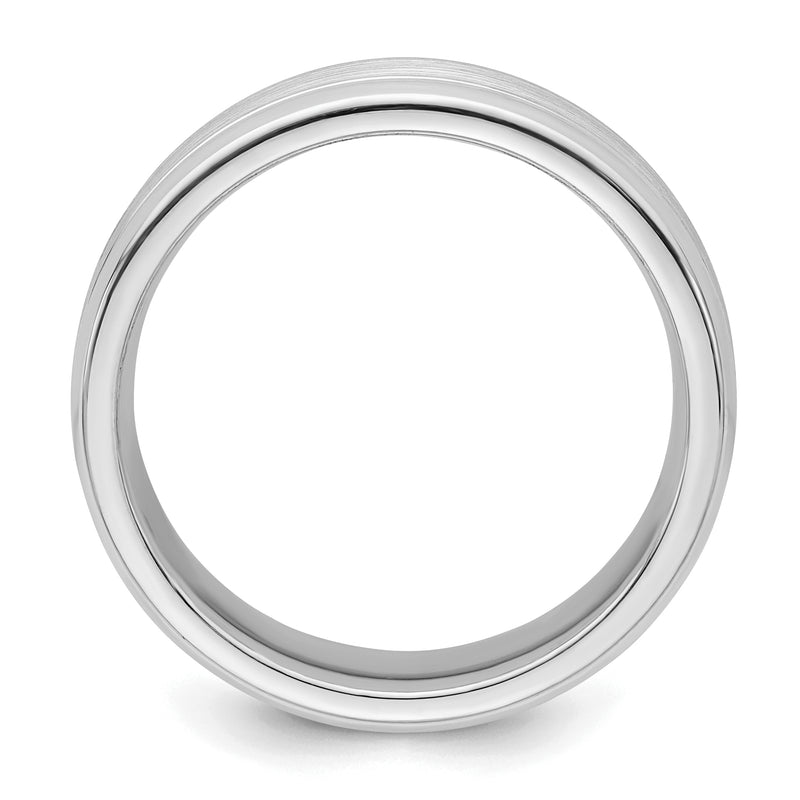 Sterling Silver Rhodium Plated 6mm Brushed Fancy Band
