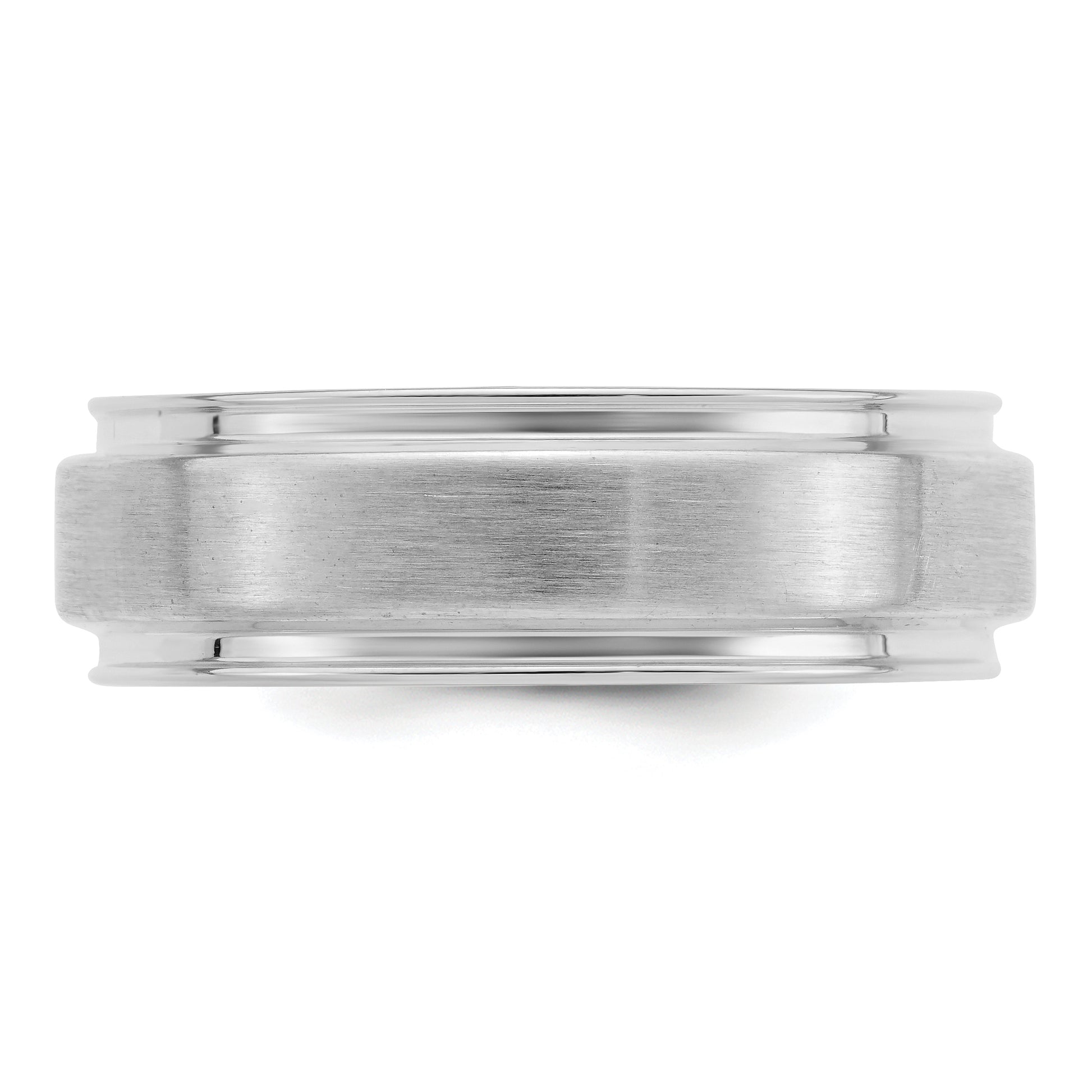 Sterling Silver Rhodium Plated 6mm Brushed Fancy Band