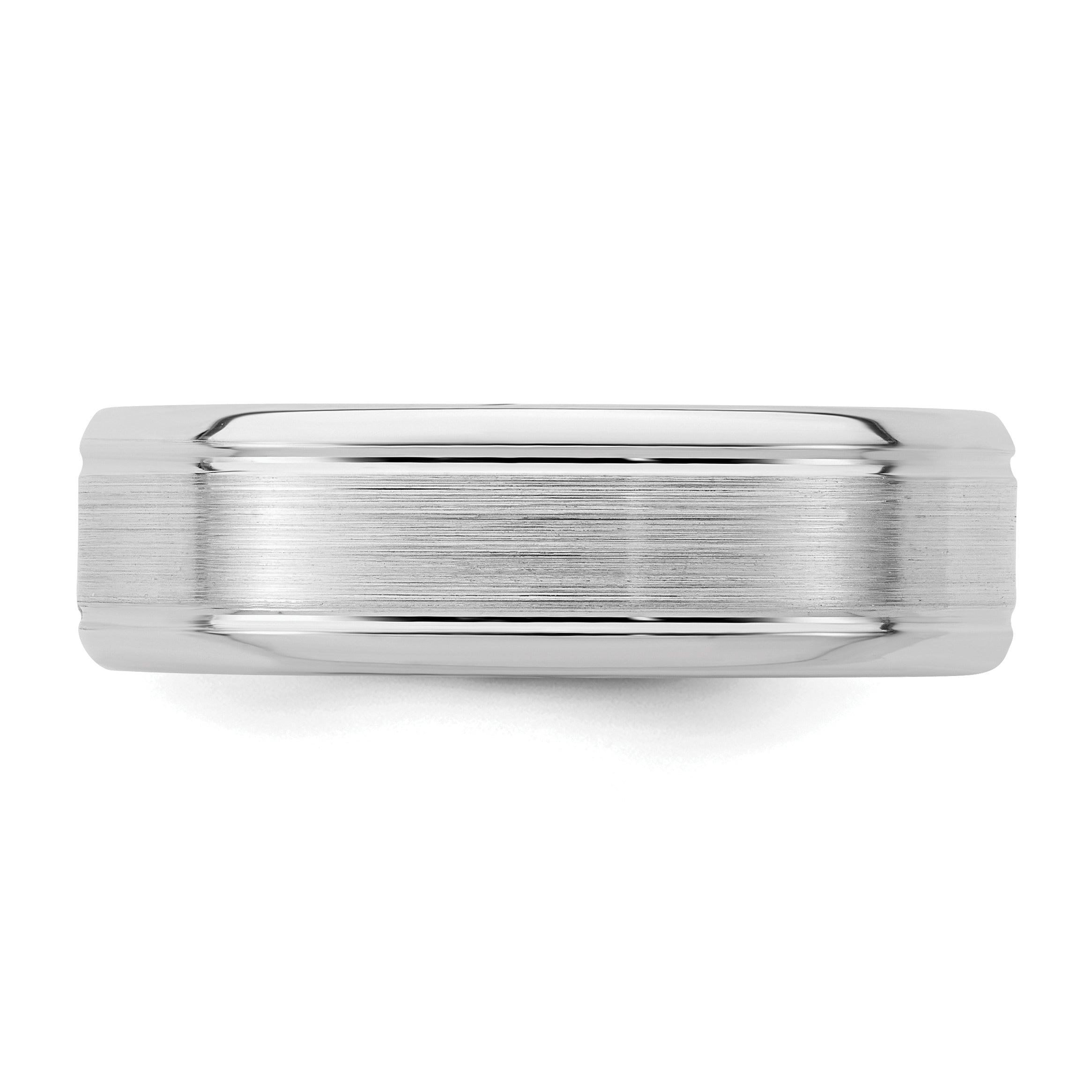 Sterling Silver Rhodium Plated 6mm Brushed Fancy Band