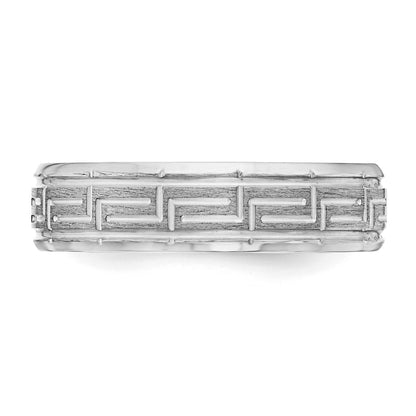 Sterling Silver Rhodium Plated 6mm Brushed Fancy Band