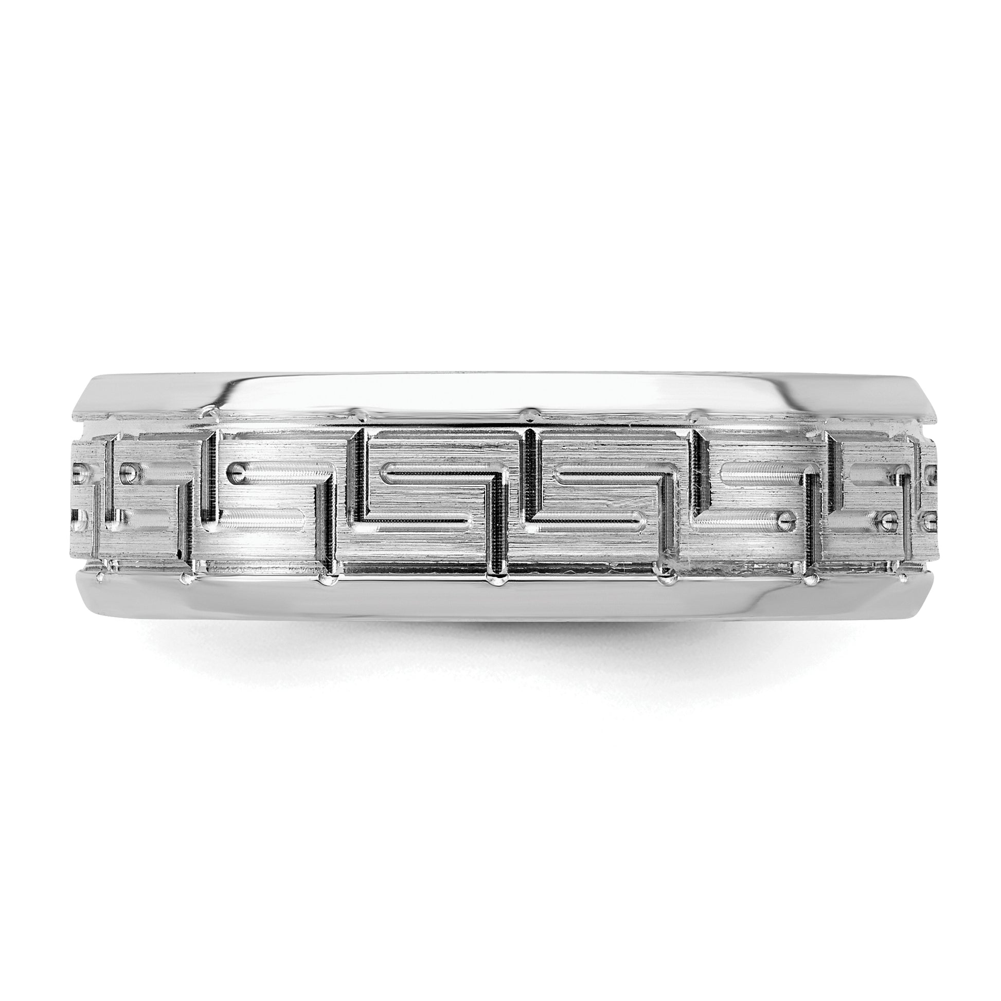Sterling Silver Rhodium Plated 6mm Brushed Fancy Band