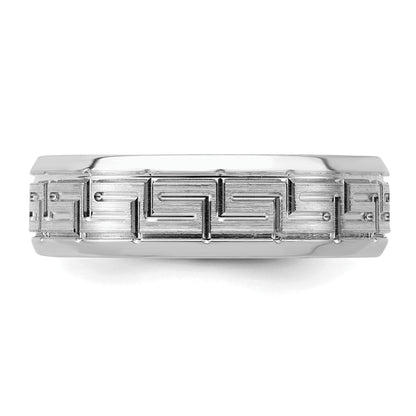 Sterling Silver Rhodium Plated 6mm Brushed Fancy Band