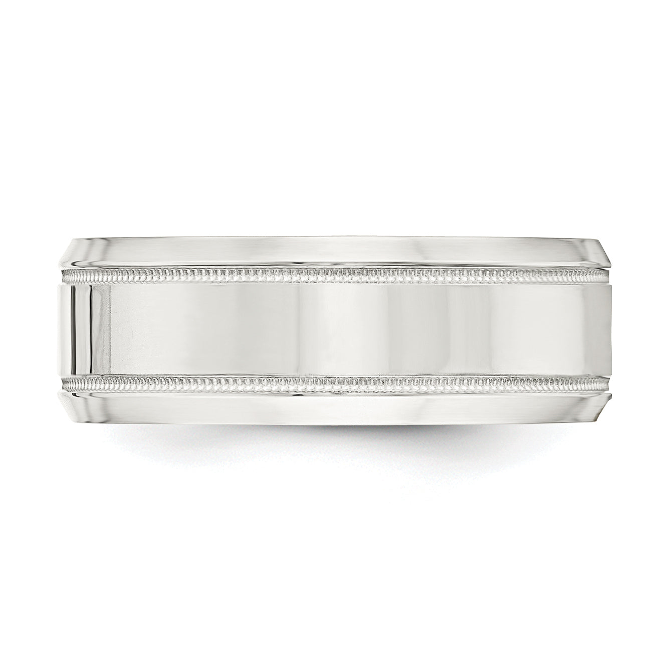 Sterling Silver 6mm Polished Flat Milgrain Beveled Edge Fancy Band