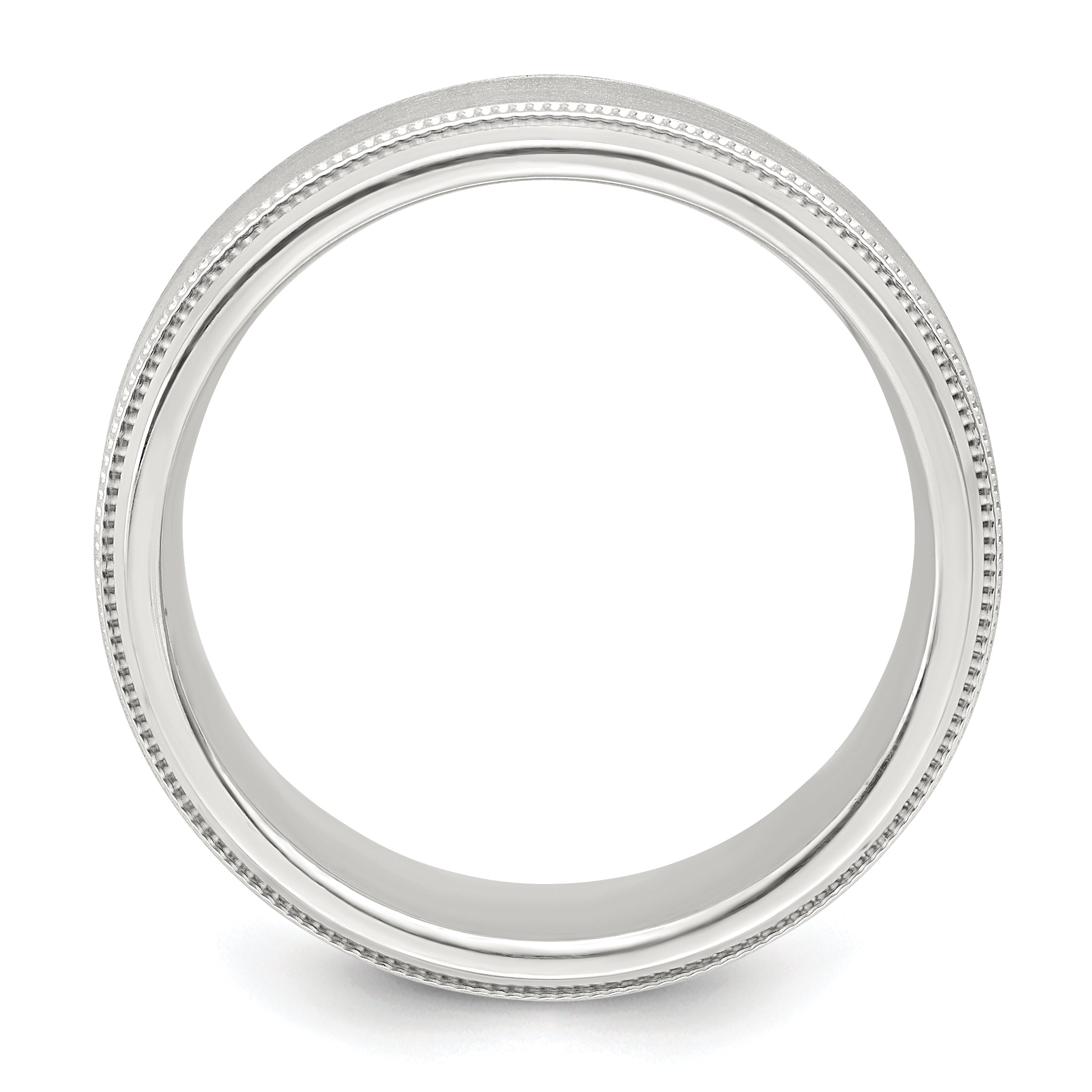 Sterling Silver 6mm Brushed Flat Milgrain Beveled Edge Fancy Band