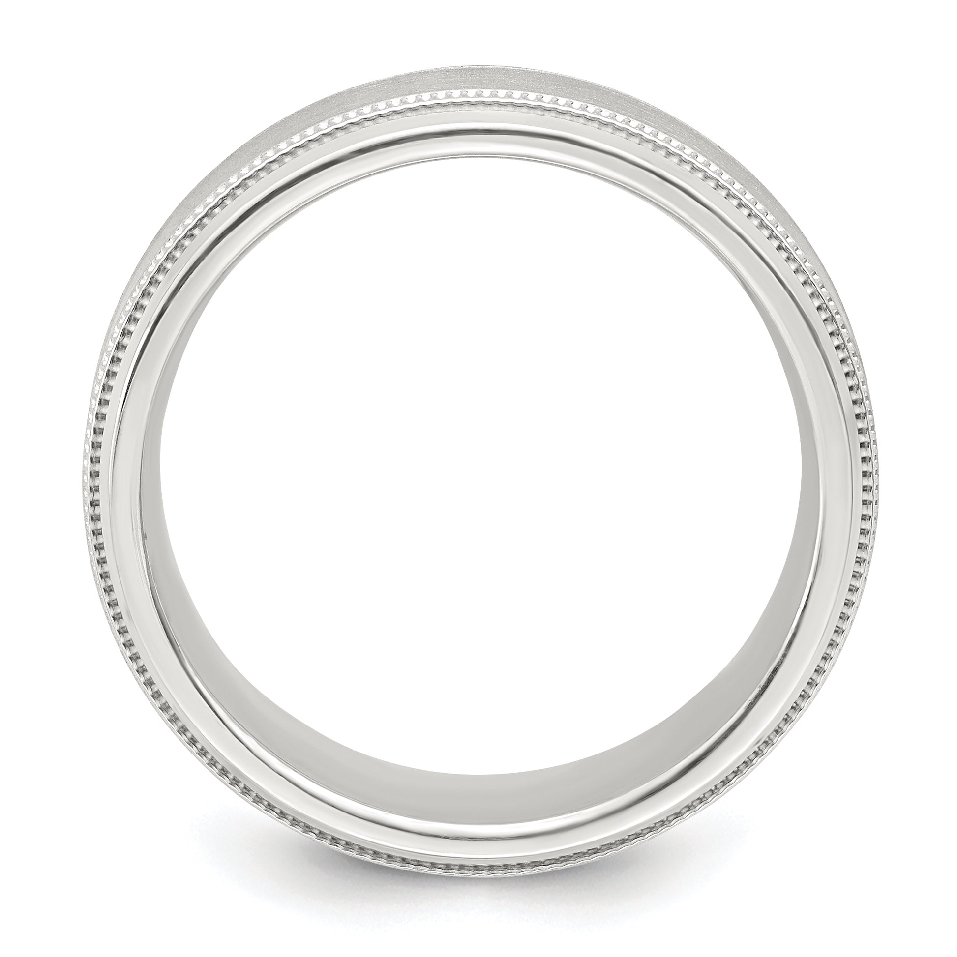 Sterling Silver 6mm Brushed Flat Milgrain Beveled Edge Fancy Band