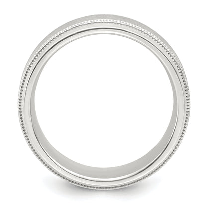 Sterling Silver 6mm Brushed Flat Milgrain Beveled Edge Fancy Band