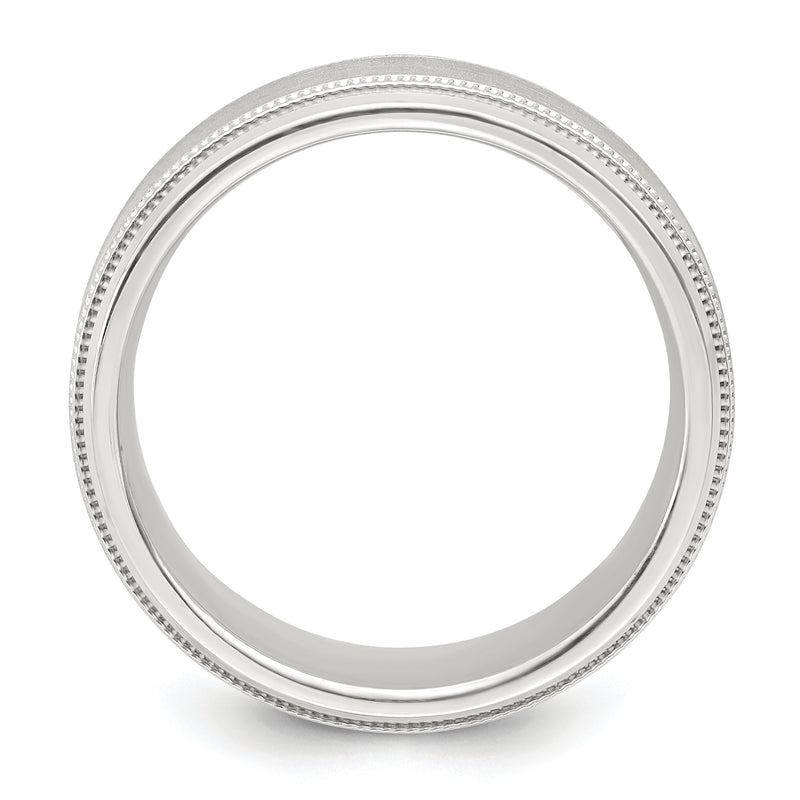 Sterling Silver 6mm Brushed Flat Milgrain Beveled Edge Fancy Band