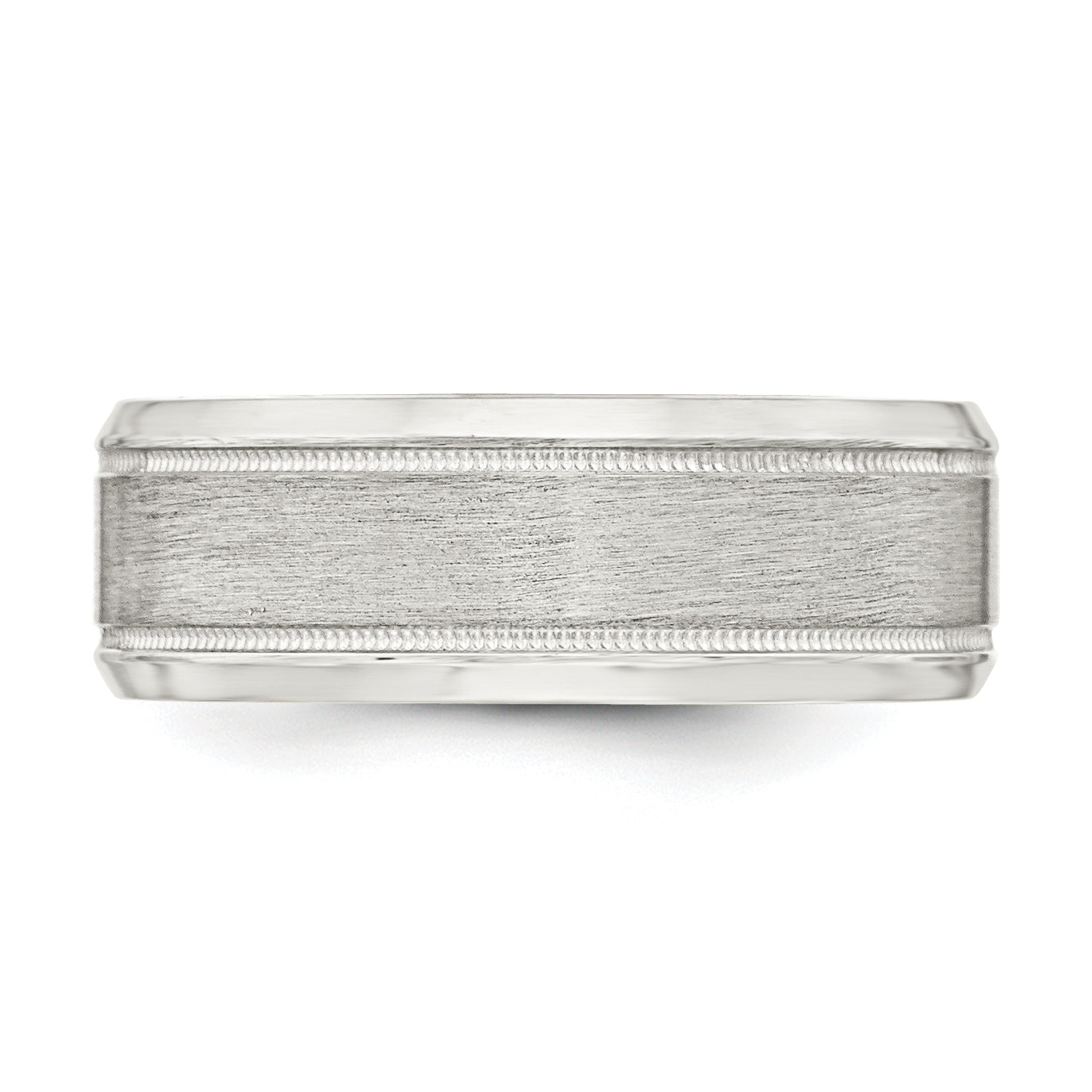 Sterling Silver 6mm Brushed Flat Milgrain Beveled Edge Fancy Band