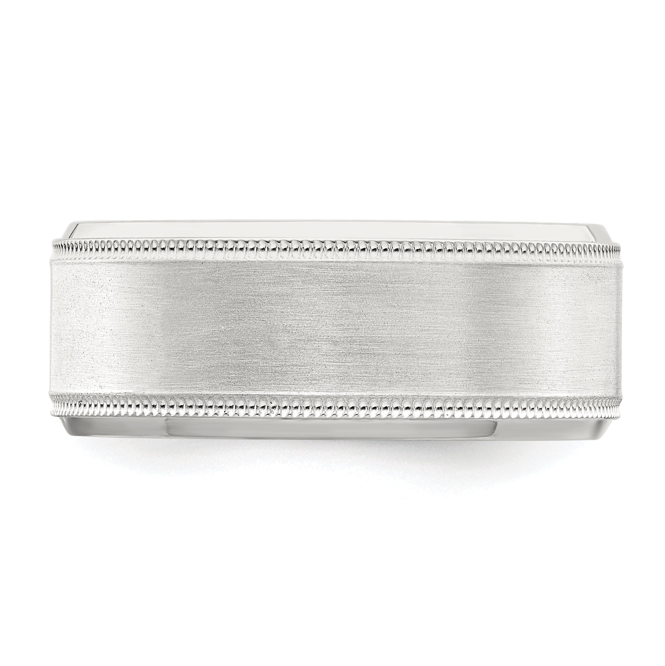Sterling Silver 6mm Brushed Flat Milgrain Beveled Edge Fancy Band