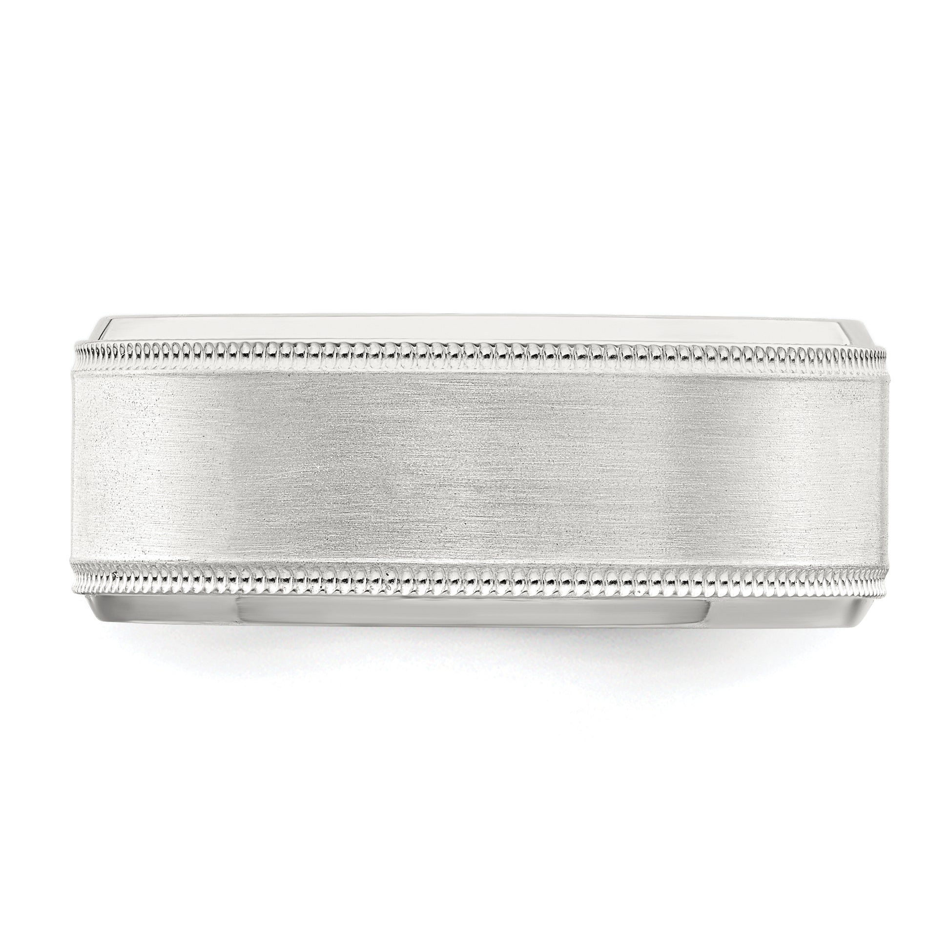 Sterling Silver 6mm Brushed Flat Milgrain Beveled Edge Fancy Band