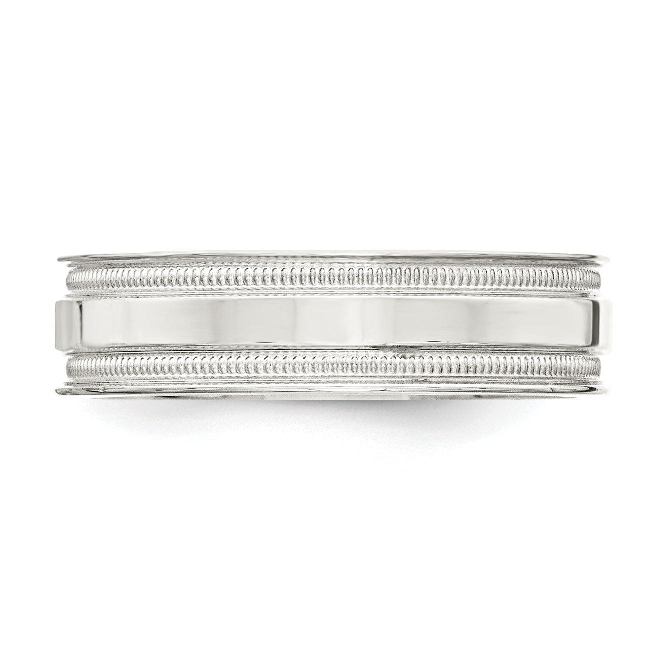 Sterling Silver 6mm Polished Flat Milgrain Grooved Edge Fancy Band