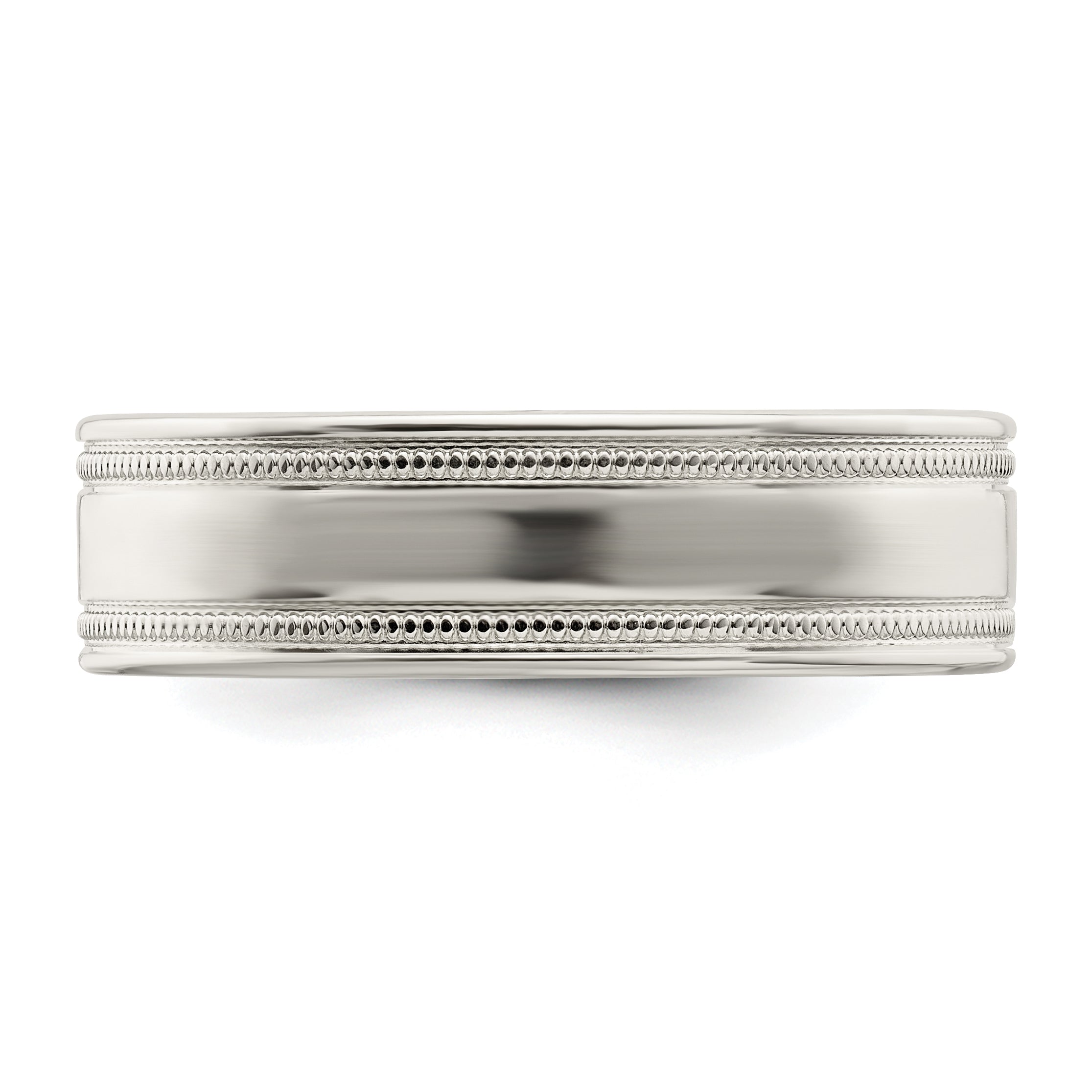 Sterling Silver 6mm Polished Flat Milgrain Grooved Edge Fancy Band