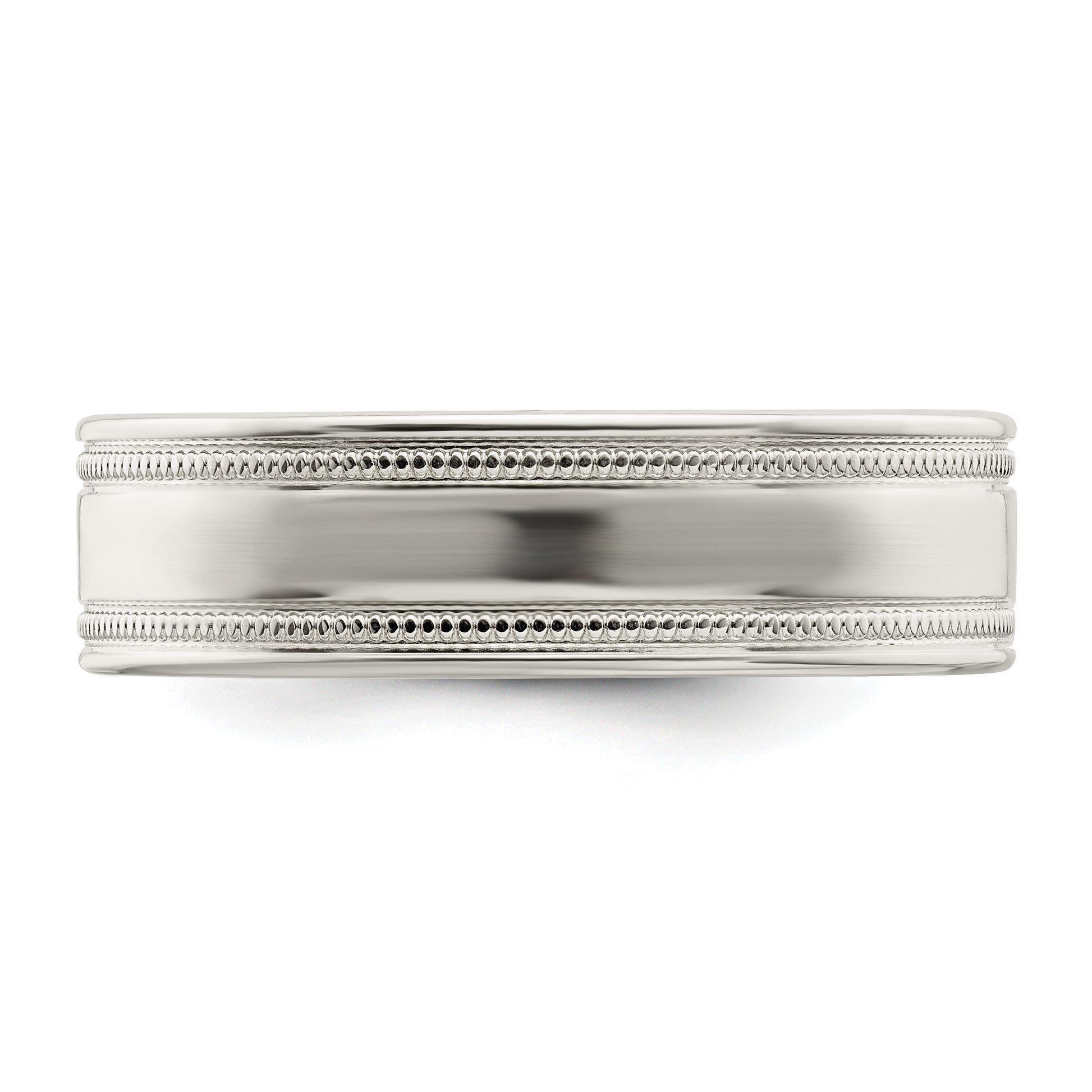 Sterling Silver 6mm Polished Flat Milgrain Grooved Edge Fancy Band