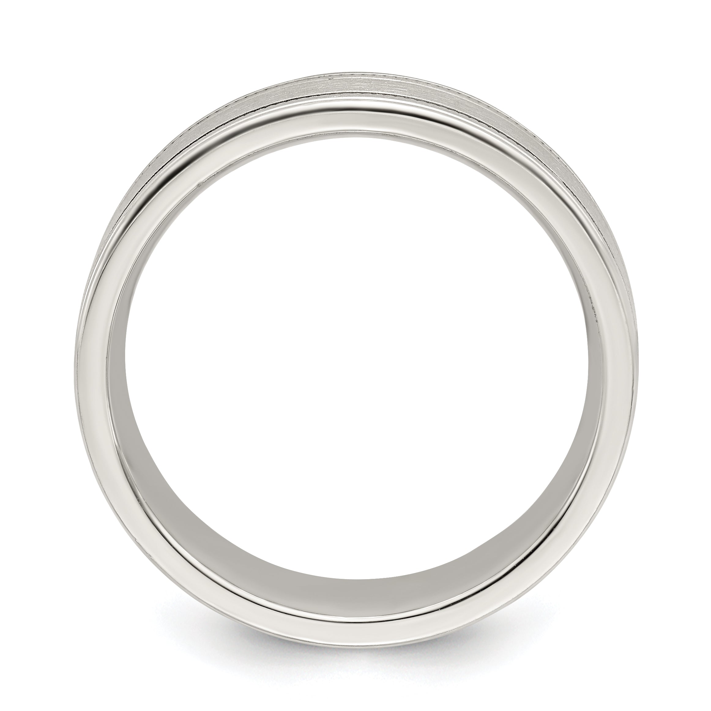 Sterling Silver 6mm Brushed Flat Milgrain Grooved Edge Fancy Band