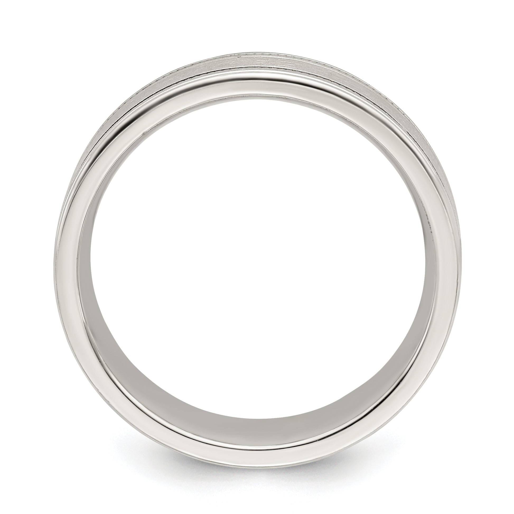Sterling Silver 6mm Brushed Flat Milgrain Grooved Edge Fancy Band
