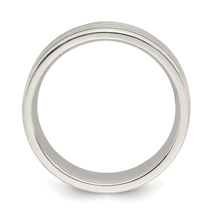 Sterling Silver 6mm Brushed Flat Milgrain Grooved Edge Fancy Band