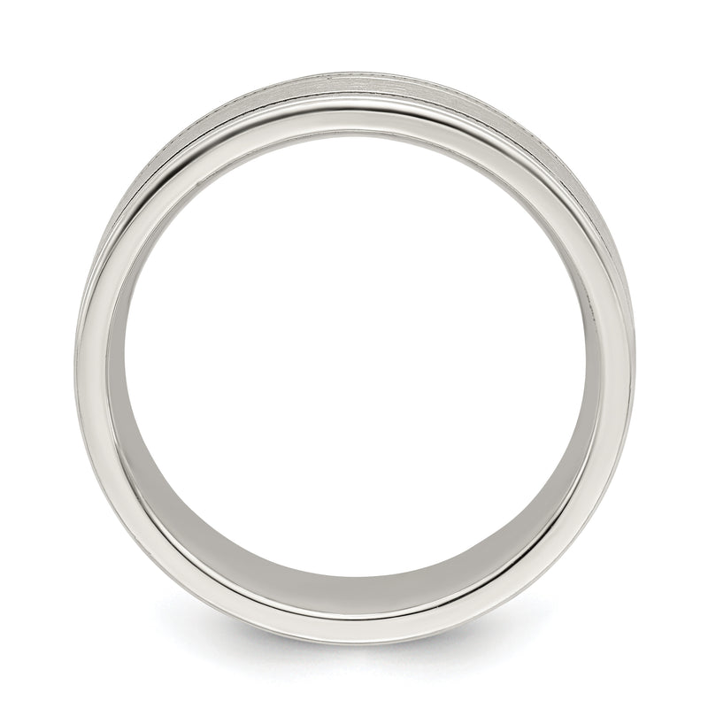 Sterling Silver 6mm Brushed Flat Milgrain Grooved Edge Fancy Band