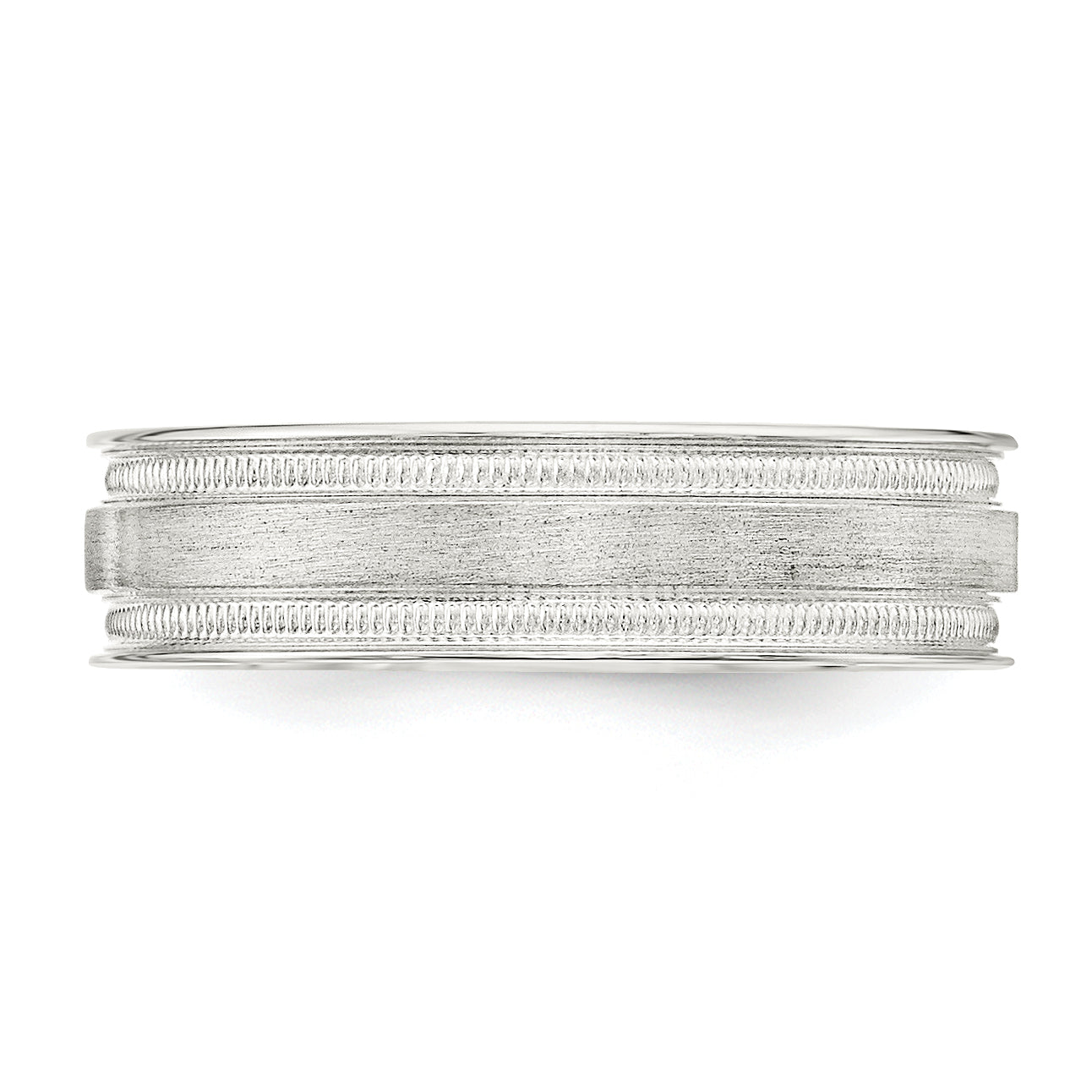 Sterling Silver 6mm Brushed Flat Milgrain Grooved Edge Fancy Band
