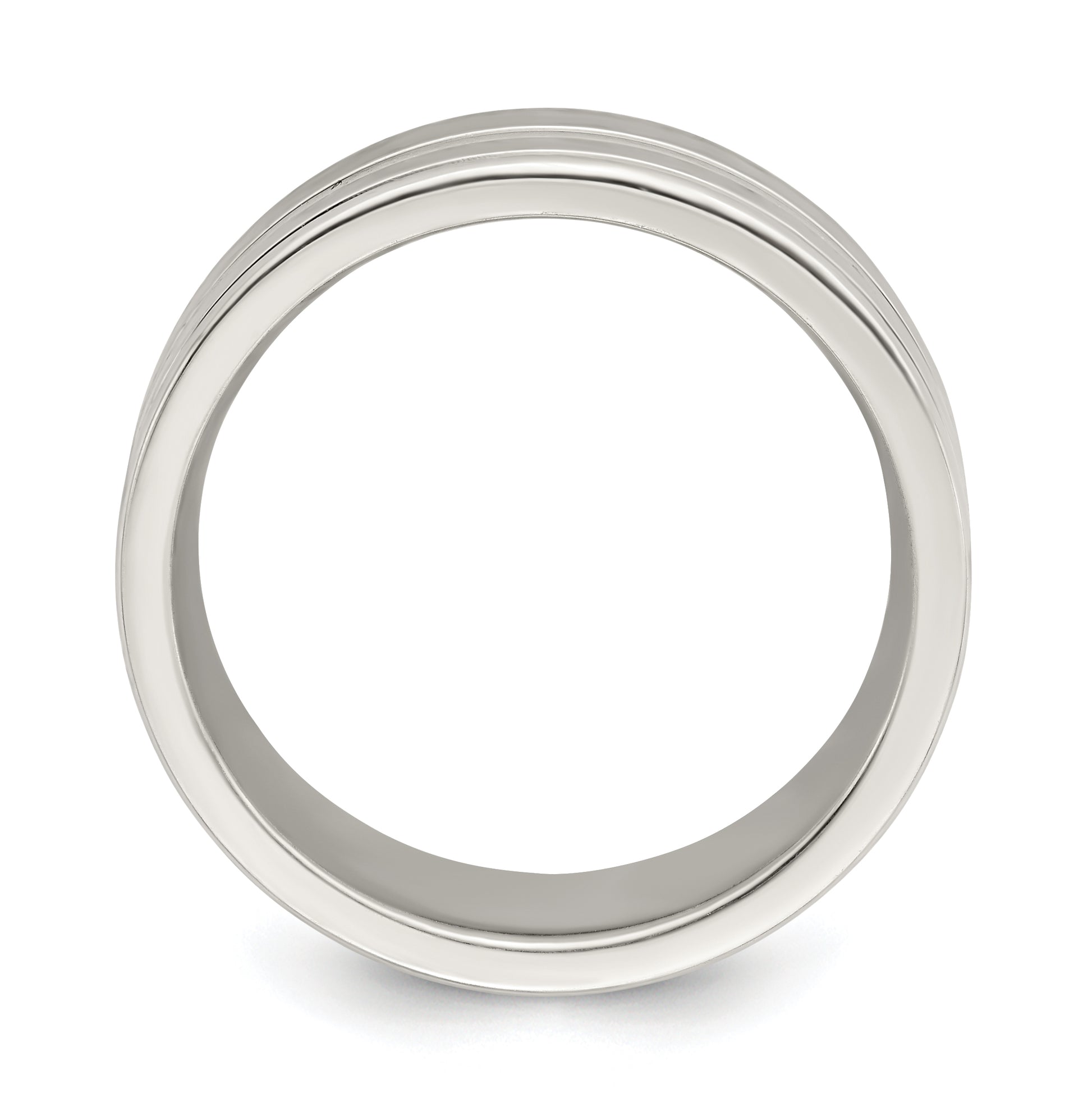 Sterling Silver 8mm Polished Flat Grooved Fancy Band