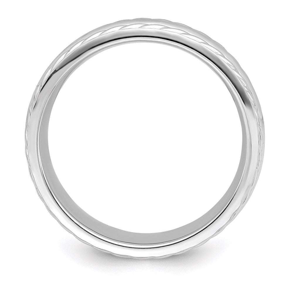 Sterling Silver 6mm Polished Domed Rope Edge Fancy Band Size 7 (Size 7 Only)