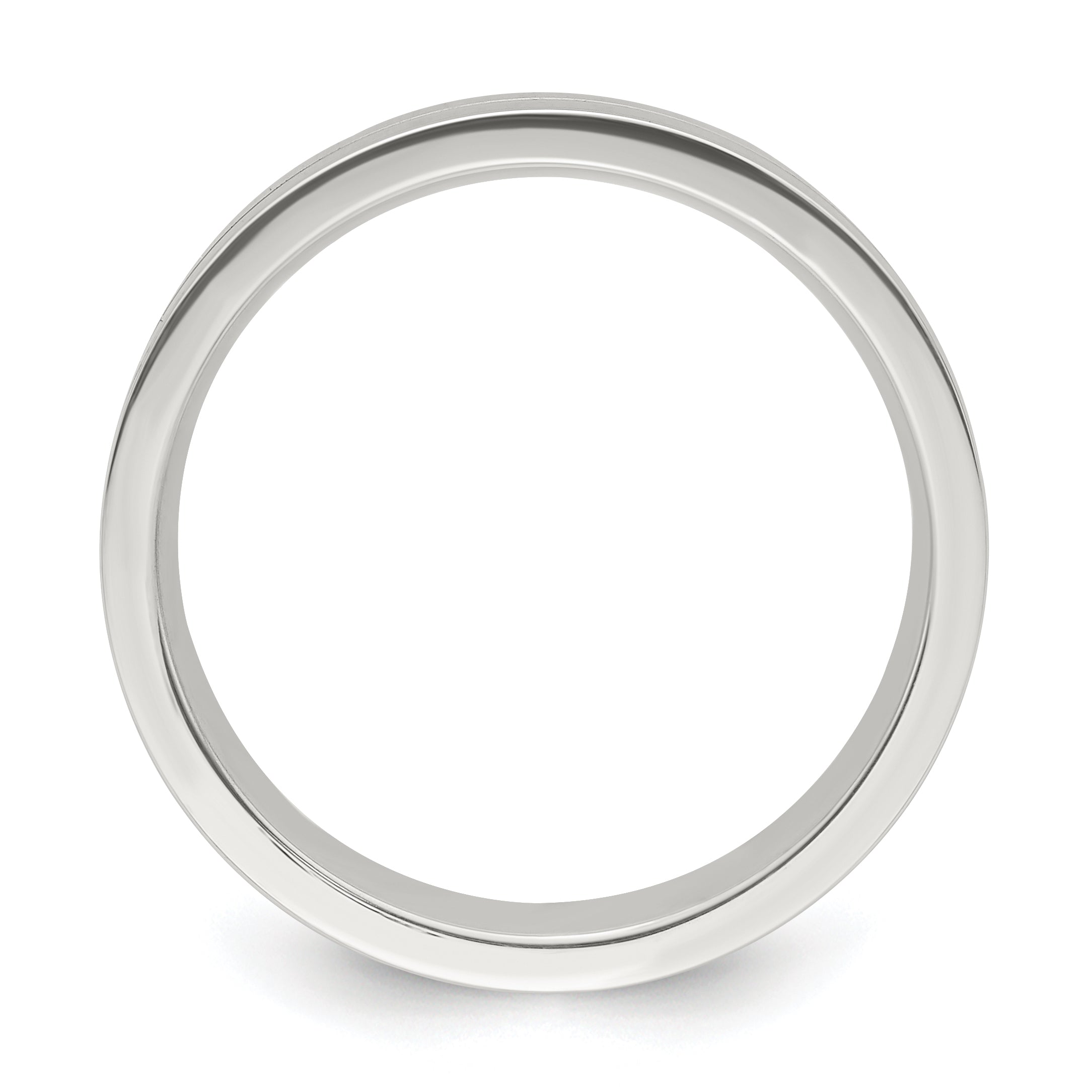 Sterling Silver 6mm Polished Flat Grooved Center Fancy Band