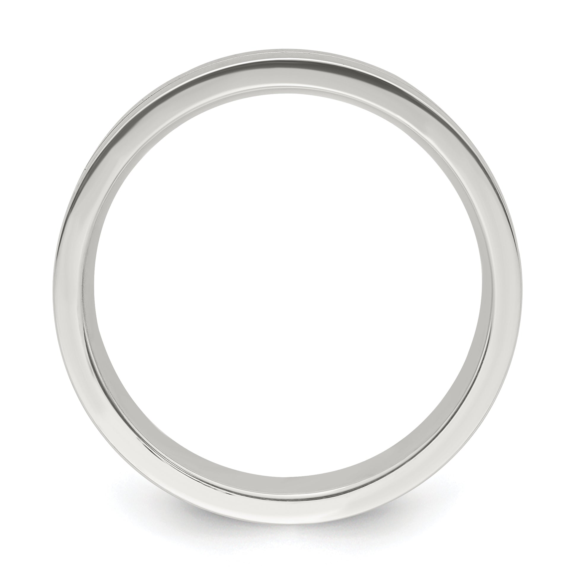 Sterling Silver 6mm Polished Flat Grooved Center Fancy Band