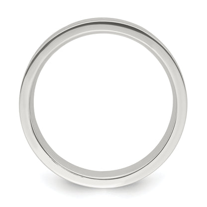 Sterling Silver 6mm Polished Flat Grooved Center Fancy Band