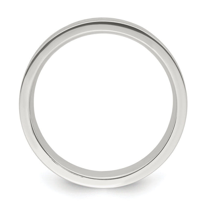 Sterling Silver 6mm Polished Flat Grooved Center Fancy Band