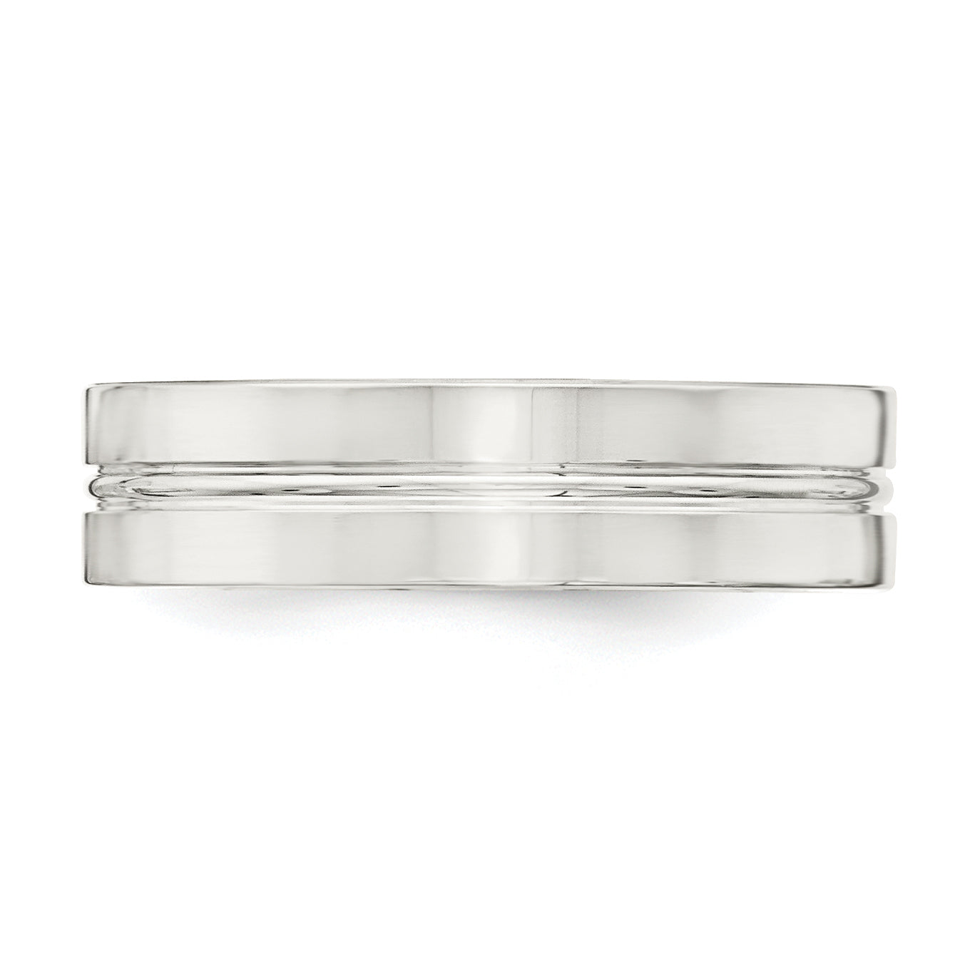 Sterling Silver 6mm Polished Flat Grooved Center Fancy Band