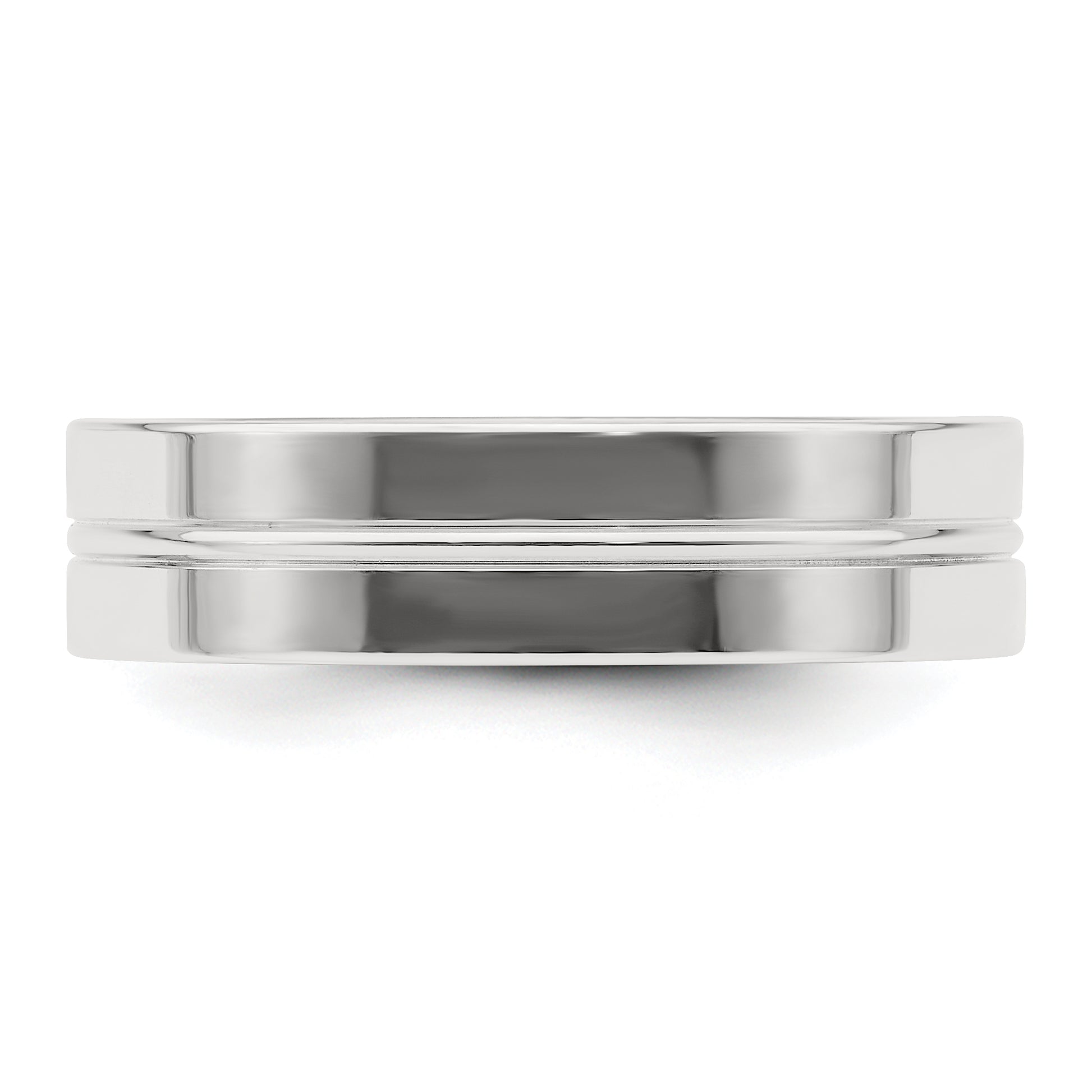 Sterling Silver 6mm Polished Flat Grooved Center Fancy Band