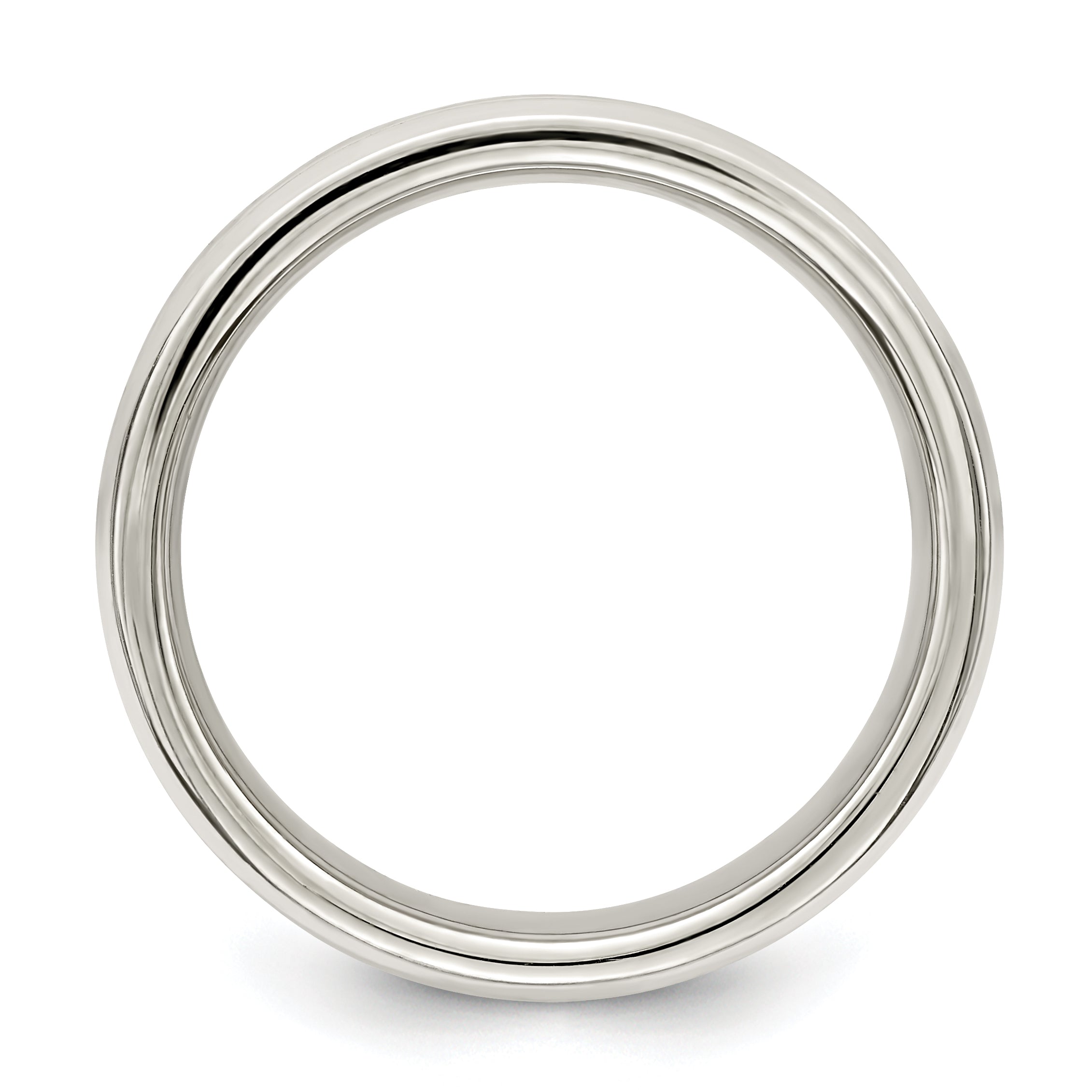 Sterling Silver 6mm Polished Flat Grooved Fancy Band