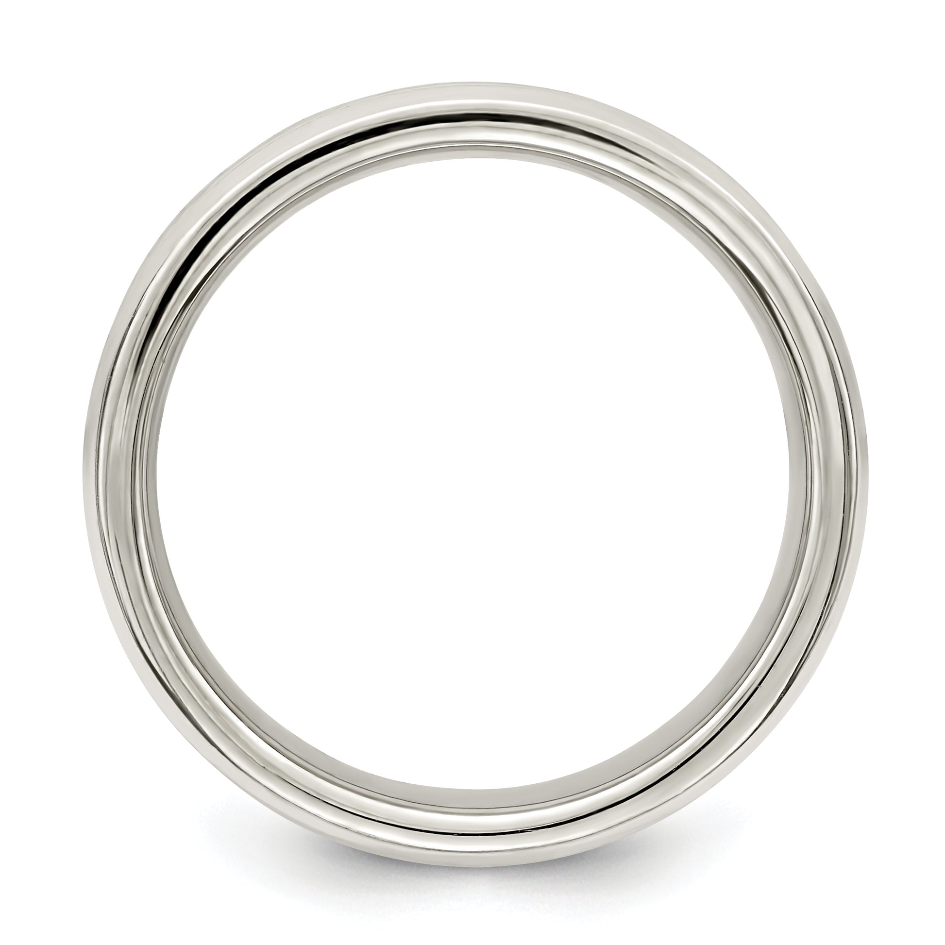 Sterling Silver 6mm Polished Flat Grooved Fancy Band