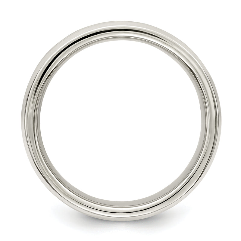 Sterling Silver 6mm Polished Flat Grooved Fancy Band