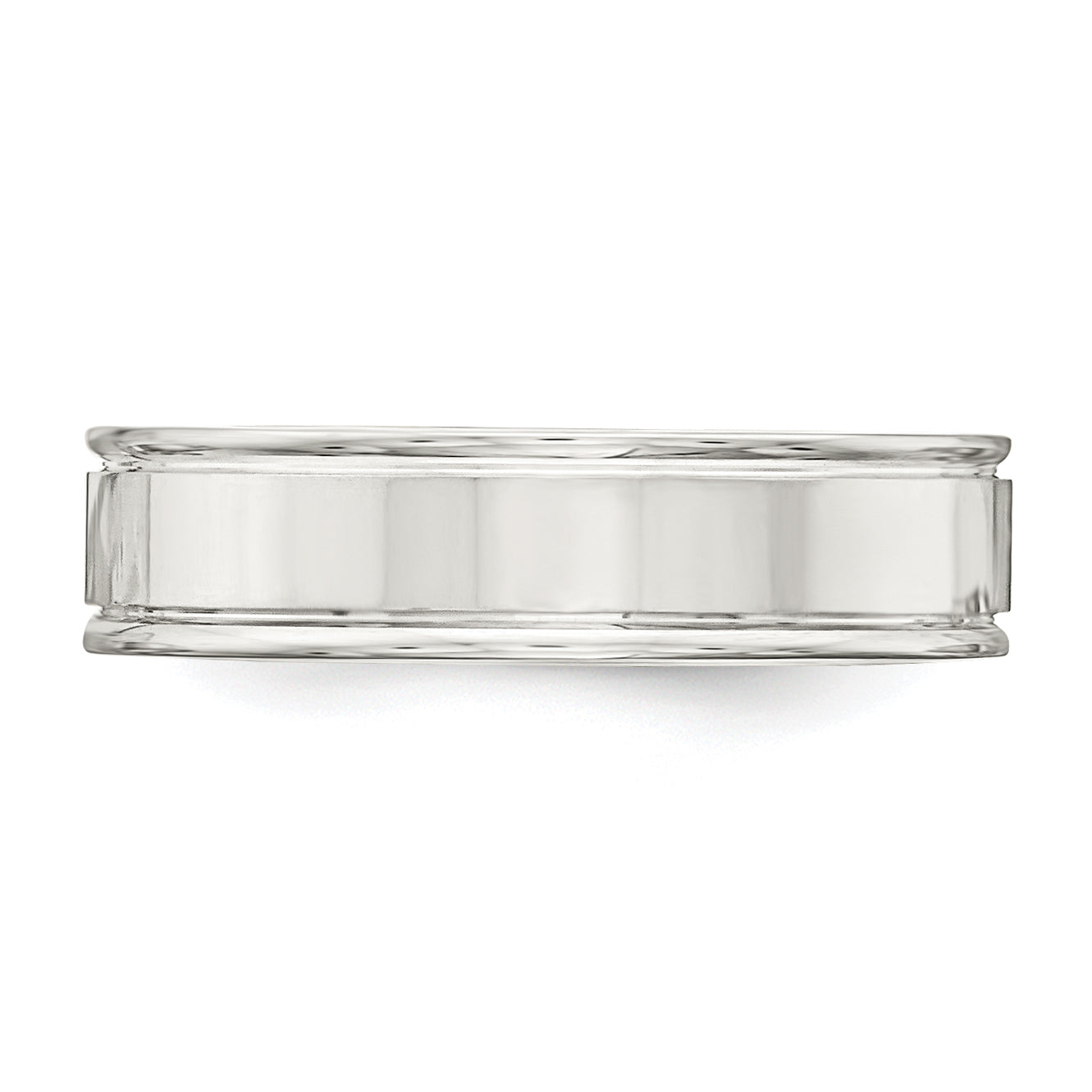 Sterling Silver 6mm Polished Flat Grooved Fancy Band