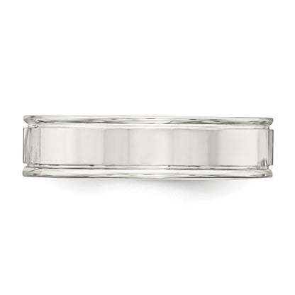 Sterling Silver 6mm Polished Flat Grooved Fancy Band