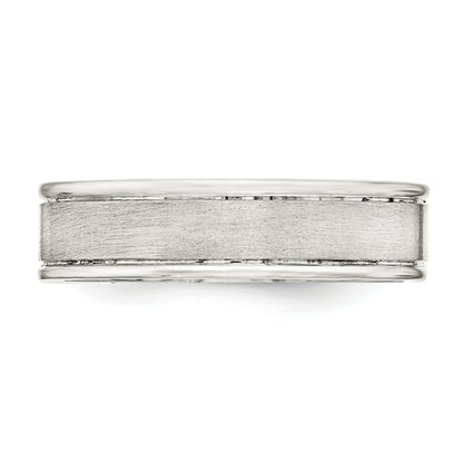 Sterling Silver Ss 6mm Brushed Fancy Band Size 6.5