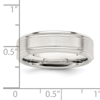 Sterling Silver Ss 6mm Brushed Fancy Band Size 6.5