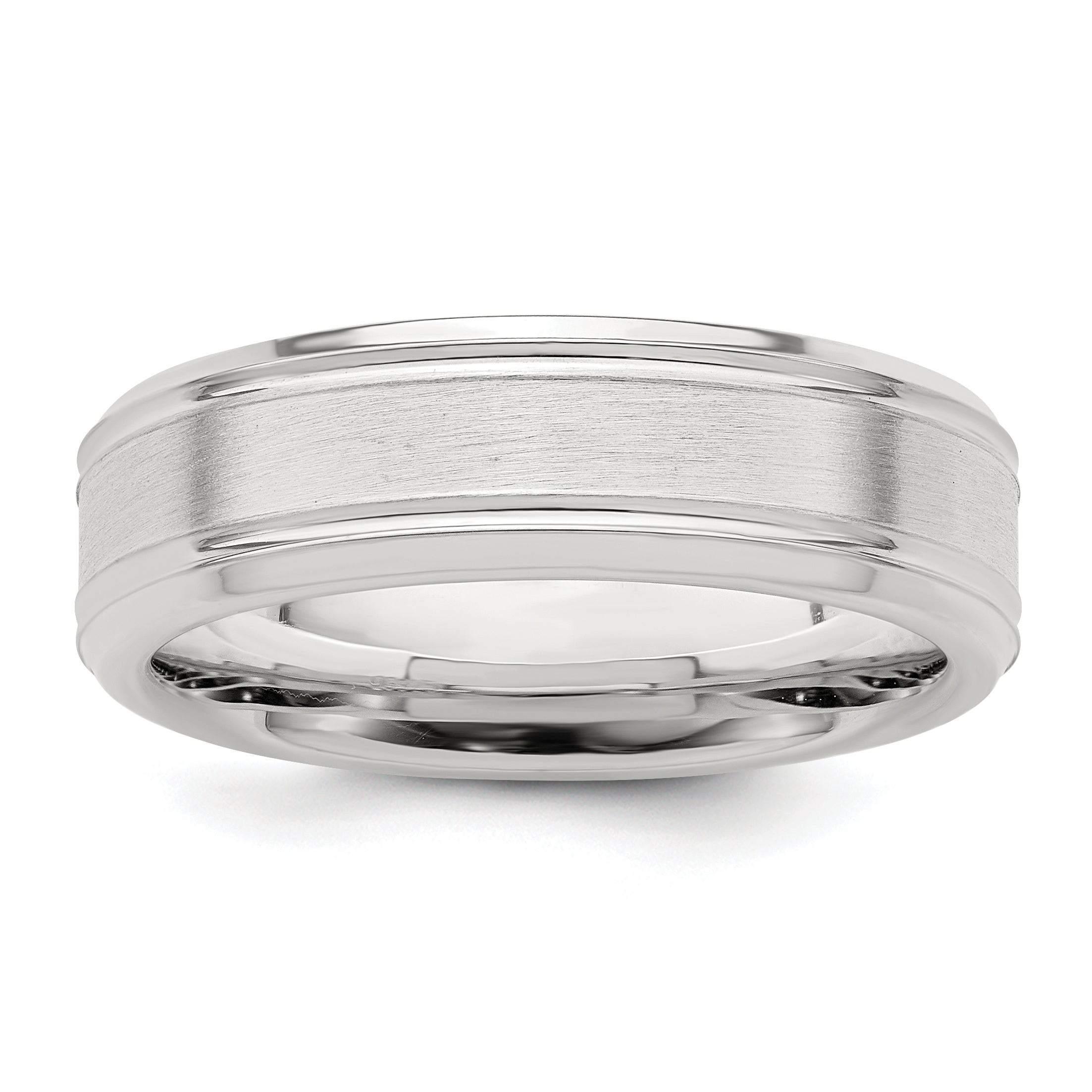 Sterling Silver Ss 6mm Brushed Fancy Band Size 6.5