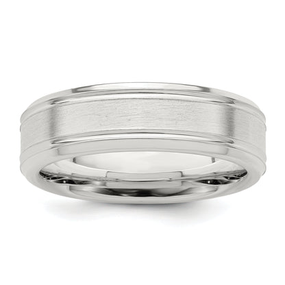Sterling Silver Ss 6mm Brushed Fancy Band Size 6.5