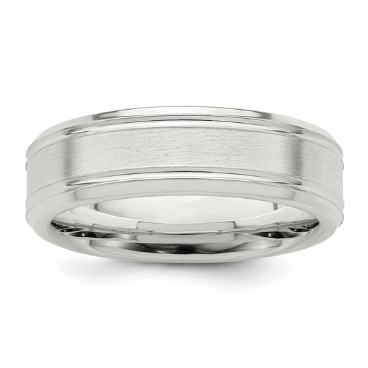 Sterling Silver Ss 6mm Brushed Fancy Band Size 6.5